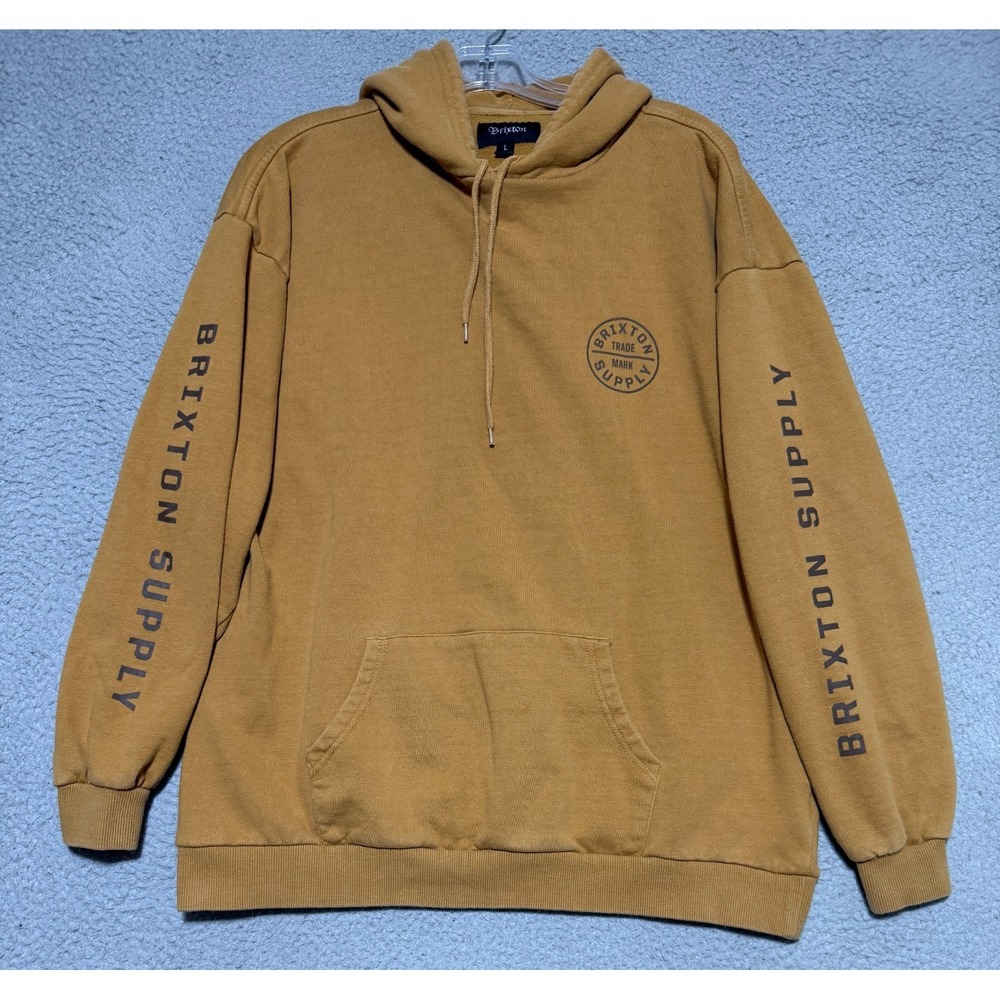 Brixton Supply Fleece lined Hoodie Mens Large Brown
